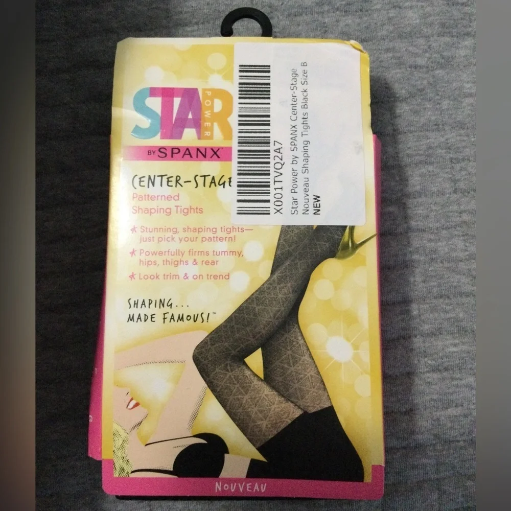 Lot of 2 Star Power by SPANX Black Nouveau Patterned Shaping Tights